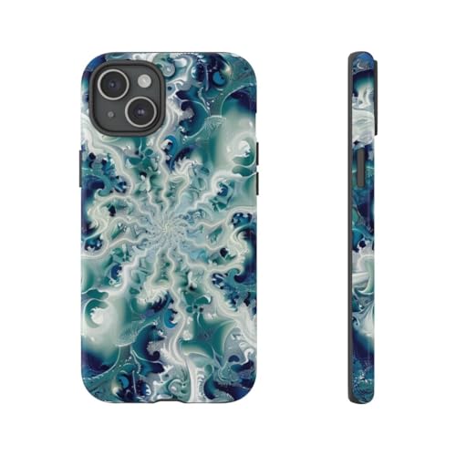 Coque rigide brillante iPhone 15 Plus motif fractal anti-rayure
