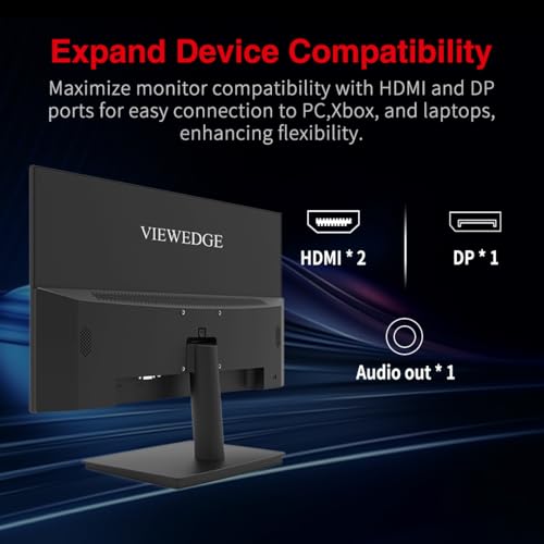 Image of Viewedge Gaming Monitor 24 Inch 1080p 180Hz, VA 1ms FHD PC Computer Monitor with 100% sRGB, Bluelight Filter, 2 HDMI & 1 DP Port, Support Freesync and Wall Mounted