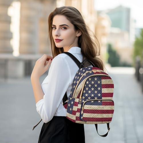 Image of ALAZA Vintage American Flag Mini Backpack Purse for Women Travel Bag Fashion Daypack Back Pack Shoulder Bag