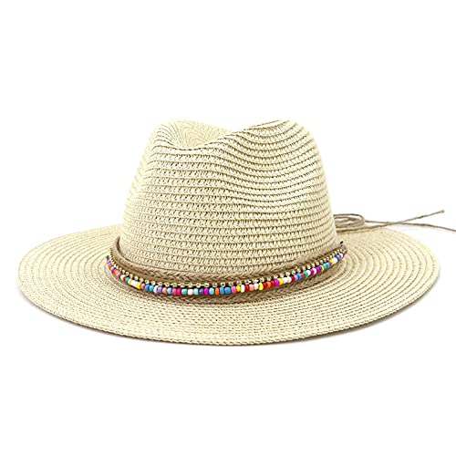 kerryshop Sonnenhut White Hat Womens Sun Hat Beach Sommerhut Breiter Rand Strandhut (Color : Beige, Size : Adjustable 56 58cm) Cover