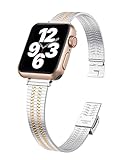 TOYOUTHS Slim Bands Compatible with Apple Watch Band 40mm 38mm 41mm Women, Stainless Steel Metal...