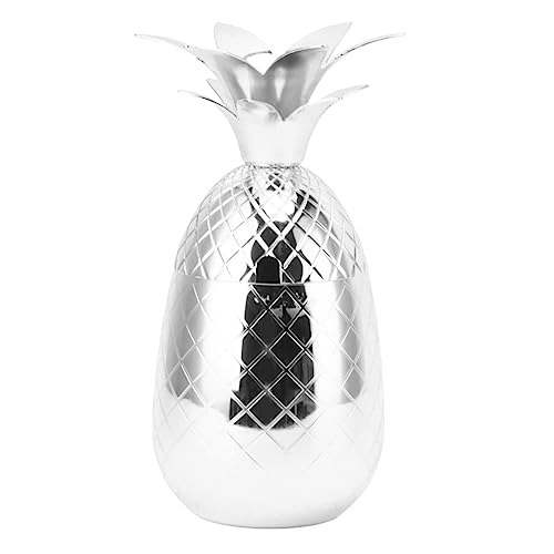 Cocktail Shaker Pineapple Shape Stainless Steel Polished Smooth 500ml for Home Premium Vacuum Insulated Stainless Steel Cocktail Shaker (Silver)