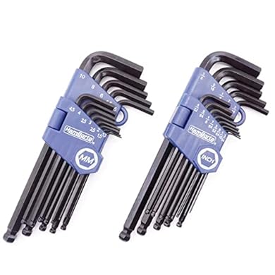 Foto di HemBorta® Chiavi a Brugola Lunghe 26 PZ, Chiavi Esagonali Esagonali con Testa a Sfera 1,27-10mm Metriche e 3/64-3/8" Chiavi a Brugola Imperiali, Acciaio Trattato Termicamente