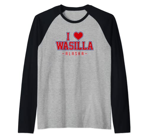I Love Wasilla Alaska Raglan Baseball Tee