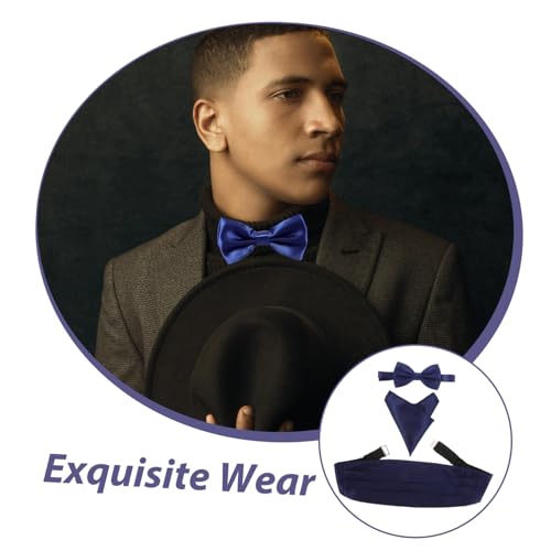 Set de 3 piezas LIFKOME corbata de moño satín azul real miniatura 6