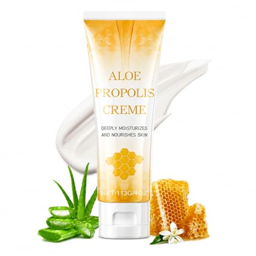 Aloe Propolis Creme - Aloe Vera Creme Gesicht Körper - Propolis Salbe & Balsam - Aloe Vera Gesichtscreme Trockene Haut - Feuchtigkeitscreme mit Hyaluron & Vitamin E (1 PC)