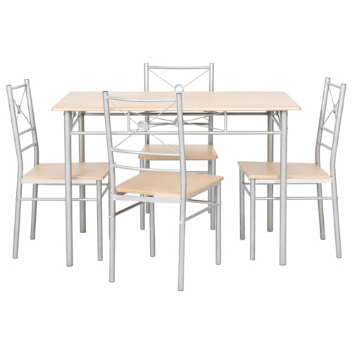 Catálogo para Comprar On-line Comedor Cuadrado 4 Sillas de esta semana. 50 MRK HOME Comedor Ejecutivo Urbano con 4 Sillas, Estilo Industrial, Estructura Metálica y Cubierta Tipo Madera, Mesa 110x70x76 cm (Claro)