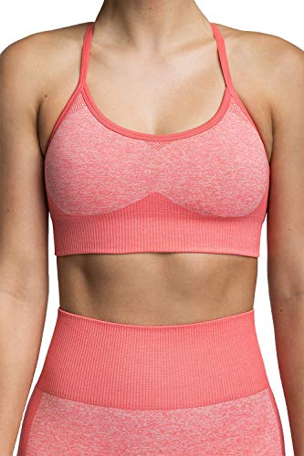Femme Soutien-Gorge de Sport sans Couture Lingerie Brassière Quotidienne Bralette sans Armature SB-15(Orange,M) Cover