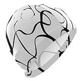 Modern Minimalist Black Lines Bathing for Men Short Hair Waterproof Swim Women Adult Hair Protection and Drag Reduction gorros para natacion