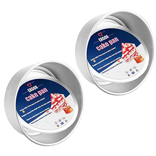 Exgox 2 Pack 10-Inch Non-Stick Deep Aluminum Round Cake Pan With Removable Bottom For Wedding/Birthday/Christmas Cake Baking Round Cake Tin Set With Loose Base #TOP5