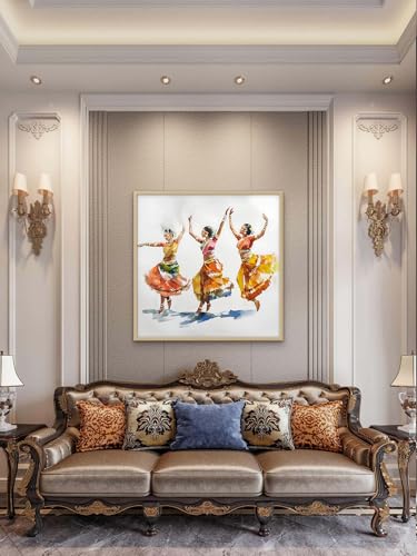 FRUGAL Carts Elegant Indian Classical Dance Wall Art – Framed Wat...