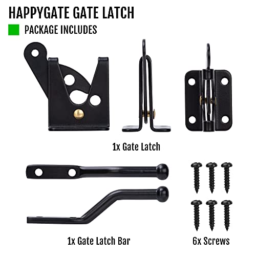 Self Locking Gate Latch For Wooden Fence Heavy Duty Automatic Gravity Lever Gate Lock Door Latch Steel, Satin Black #TOP5