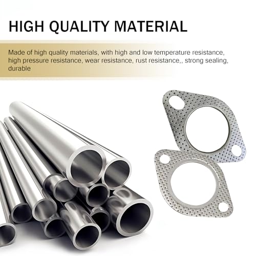 Image of 2 PCS Exhaust Gasket, 2 Bolt 2.5 inch Flange Interface Sealing Gasket, High Temperature Resistant Muffler Gasket with Flange Hexagonal Head Bolts and Nuts, for Most Cars Trucks (Silver)