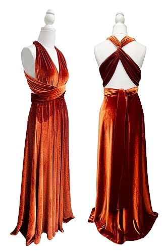 Image of Velvet Infinity Dress with Bandeau, Convertible Bridesmaid Dresses, Multiway Wrap Maxi Long Formal Wedding Guest Dress