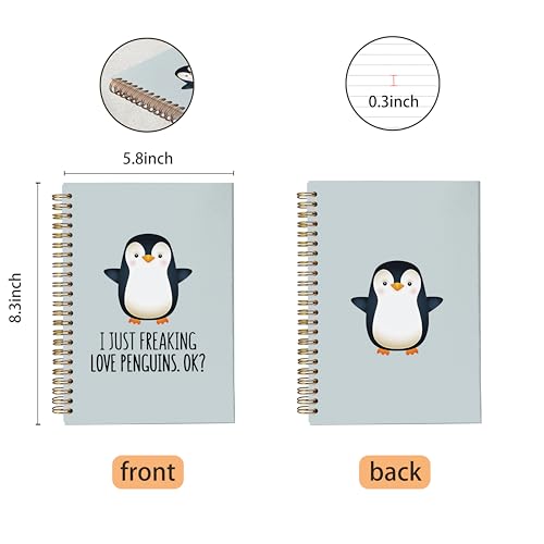 Carnet de notes à spirales avec motif pingouin mignon 14x21 - 6