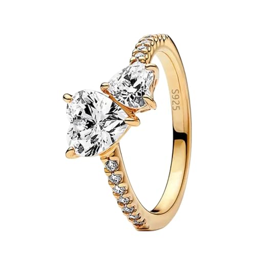 Heart ring Love CZ Cubic Zircon Double Heart Sparkling Ring for Women's Wedding Day Ring Gift Jewelry-RHE-0511N55-3256807455726459