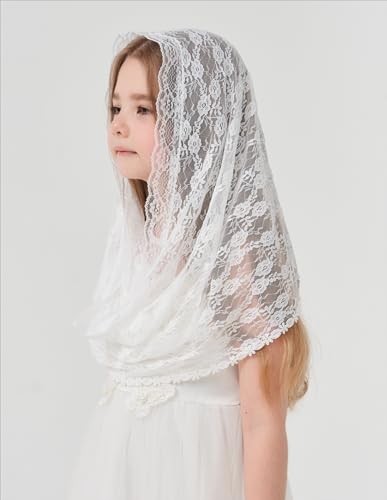 Floral Infinity Veils for Girls First Communion Infinity Scarf Baptism Veil for Girls Chapel Infinity Veils K63