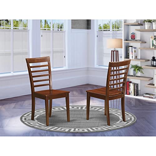 East West Furniture Mlc-Mah-W Milan Kitchen Dining Chairs - Ladder Back Solid Wood Seat Chairs, Set Of 2, Mahogany #TOP1