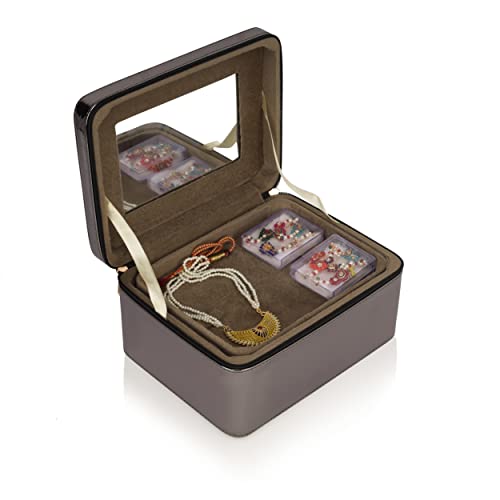 Image of FADAK Cosmetic Bag for Beauty Case Wedding Makeup Brushes Pouch Tikli Organizer Travel Large Vanity Mirror Box Storage Bag Jewelry Bridal Box (GUNMATLE)