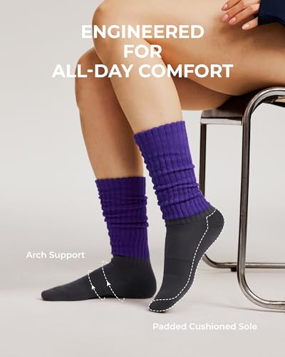 Image of FITRELL Slouch Socks for Women, 3 Pairs Soft Cotton Knee High Scrunch Tube Boot Socks