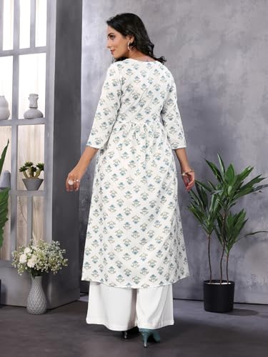 Image of rangita Women Rayon Regular Fit Embroidered Calf Length Anarkali Kurti | Kurta
