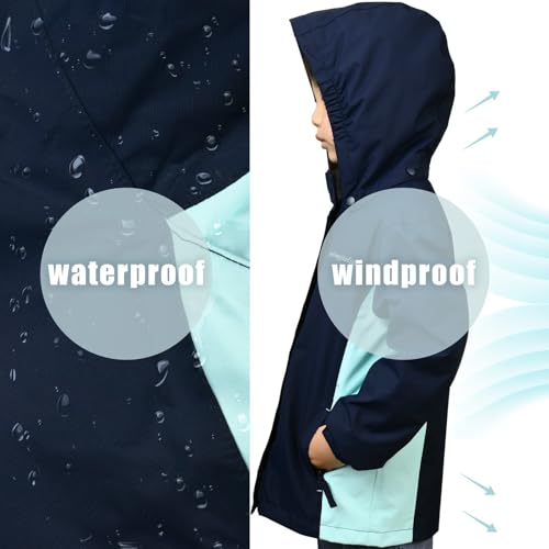 Image of Girls Boys Rain Jackets, Lightweight Waterproof Kids Rain Coats with Hood Windbreakers for Kids
