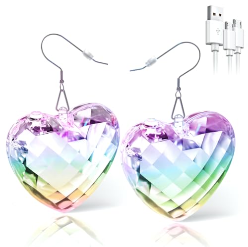 Pendientes LED con forma de corazón, 8 luces RGB de proyección