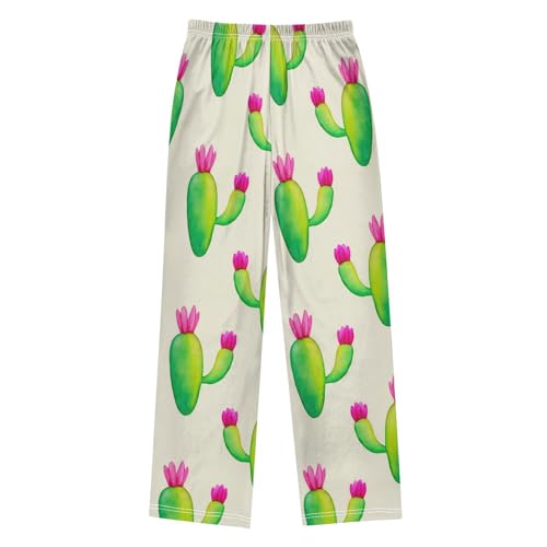 J JOYSAY Flowering Cactus Plant Beige Pajamas Pants Soft Long Pajama Bottoms Lounge Sleep Pants Size S-XL2