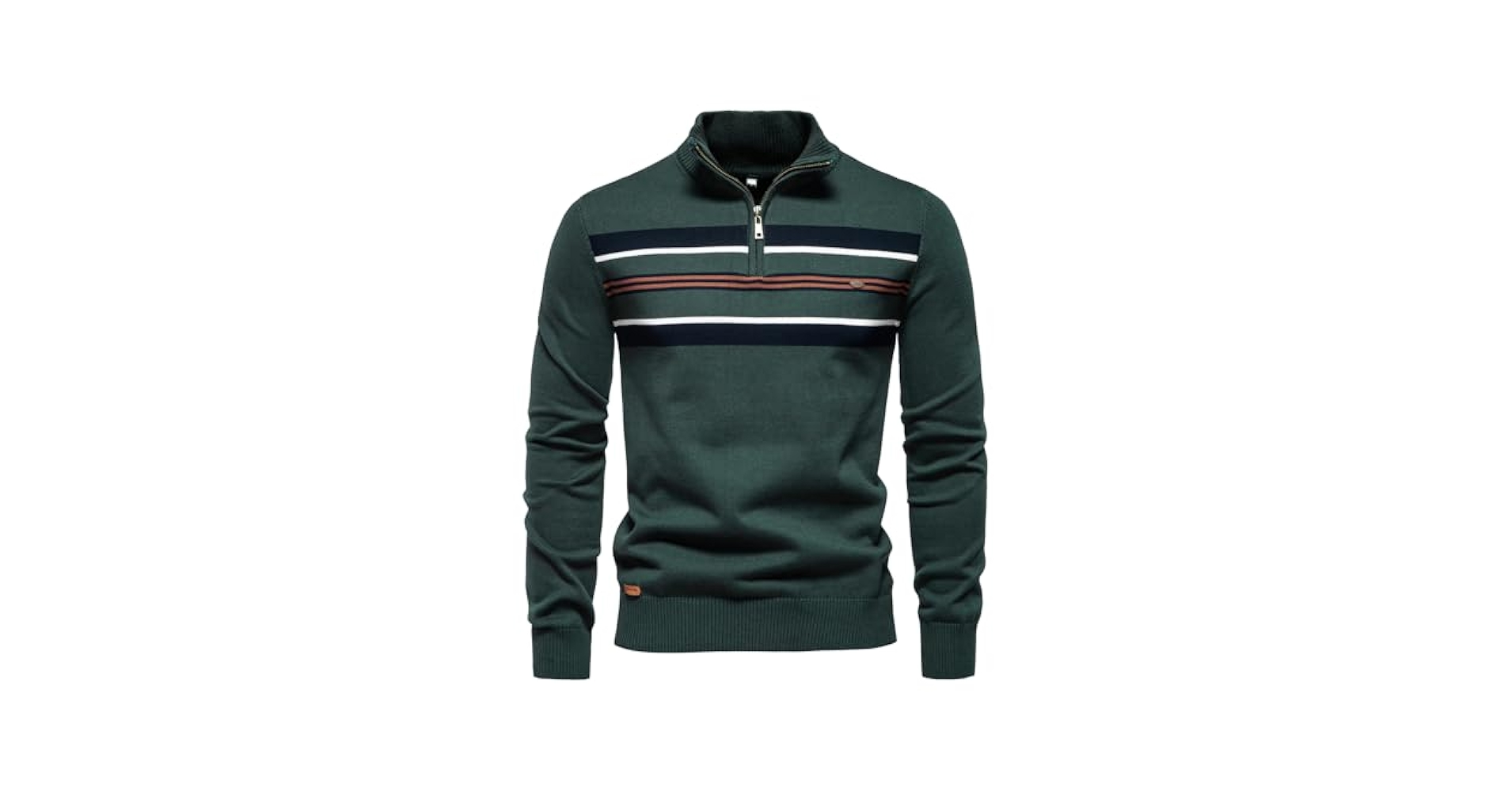 AIOPESON Men's Quarter Zip Sweater Mock Neck Pullover Strip