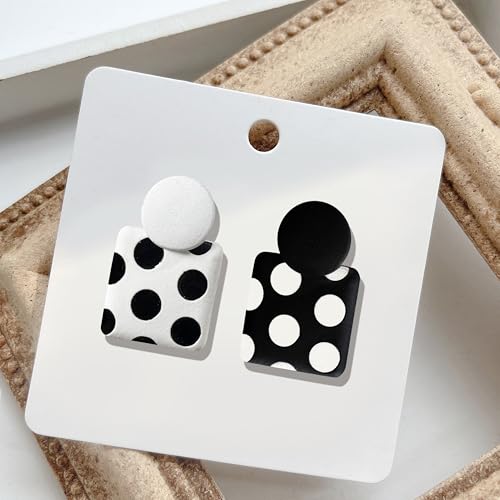70s 80s Vintage Polka Dot Alloy Square Dangle Drop Earrings Simplicity Geometry Spot Stud Earrings For Women 5