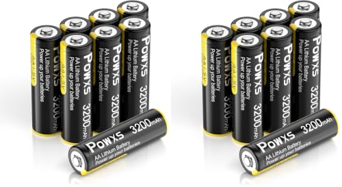 Image of POWXS 3200mAh 1.5V AA Lithium Batteries 16 Pack