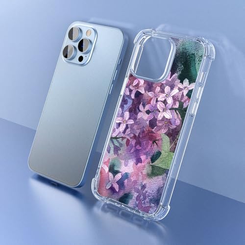 Coque pour iPhone 13Pro Max antichoc transparente en TPU souple à motif fleur violette AG3876 - 5