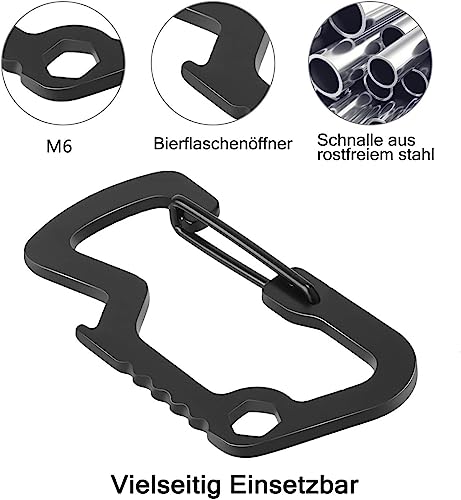 Schlüsselanhänger Ausziehbar, Einziehbarer SchlüSselband mit Multitool Karabiner, Ausweishalter JoJo mit Ausziehbar Stahlseilbis zu 63 cm, Schlüsselkette Schwarz 2 Stücke