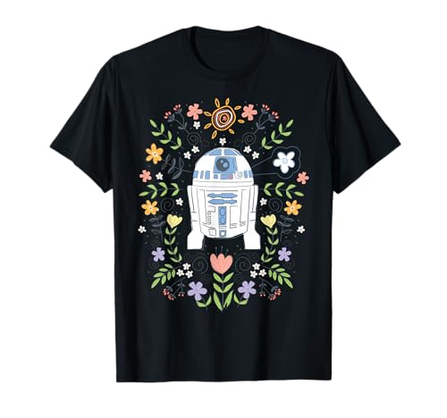 Star Wars Cute R2D2 Floral Spring Vibes Big Chest Logo T-Shirt