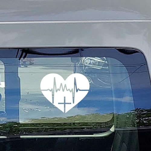 Image of GORGECRAFT 4Pcs 4 Styles Nurse Heartbeat Bumper Decals White Heart Stethoscope Lifeline Car Sticker Waterproof Reflective Women Automotive Exterior Decor Stickers for SUV Truck Motorcycle Doors Walls
