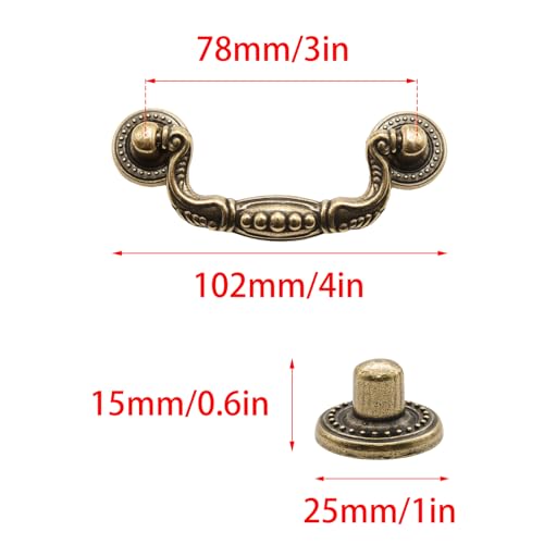 Adyoney 8 Pcs 3 Inch P02 Drop Drawer Handles Antique Brass(Gold) Cabinet Handle Drawer Pulls, with Mounting Screws, for Furniture Cupboard Wardrobe Kitchen Door by Adyoney - Image 2