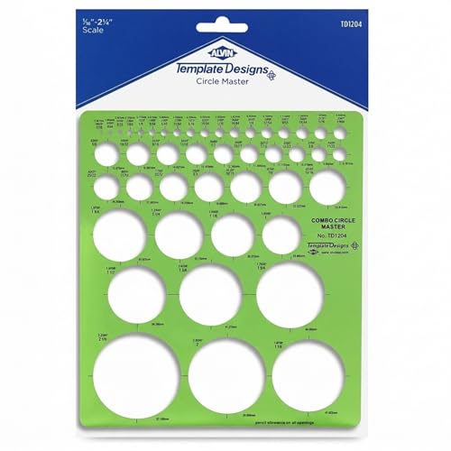 Image of ALVIN, TD1204, Circle Master Template, Drawing and Drafting Tool for Artists, Architects, Design and Drafting, 7.25 inch x 8.25 inch x .030 inch