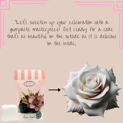 Confect Gum Paste for Cakes Fondant Chefs Choice for Cake Decorating | For Create Elegant Roses, Ruffles & Leafs Flowers | GuGum Pastem Paste For Cake Decorating | White Gum Paste - 250 GMS