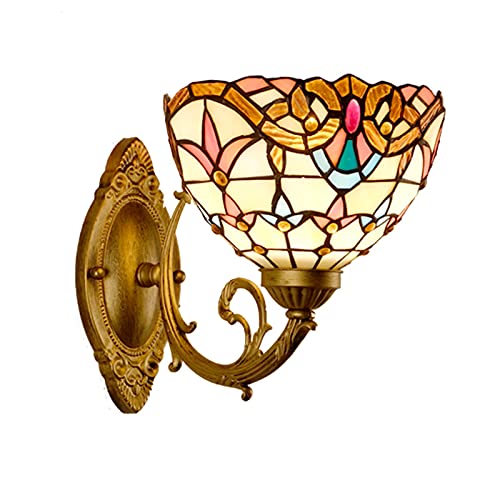 GAUUA Tiffany Wall Sconce 7.8 Pulgadas Paredes De Lujo De Cristal Barroco ​ Lámparas para Uso Doméstico, Granja, Pórtico, Garaje E26 / E27 Lámparas De Pared Inferior