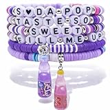 Mascotwish K-Pop Style Fashion Bracelets Set (6 PCS) – Colorful Beaded Elastic Bracelets with Charms, Matching Jewelry for Teens & Adults, Party & Concert Accessories
