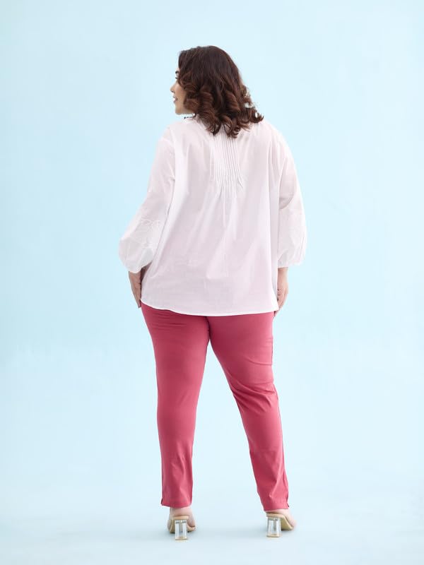 Image of GO COLORS Women Solid Pink Cotton Mid Rise Regular Fit Kurti Pants