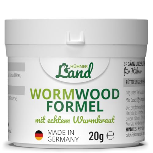 HÜHNER Land Wormwood Formel 20g Pulver für Hühner & Geflügel mit echtem Wurmkraut (Artemisia Absinthium) in rezepturbasierter Pflanzenformel geeignet für Hühner