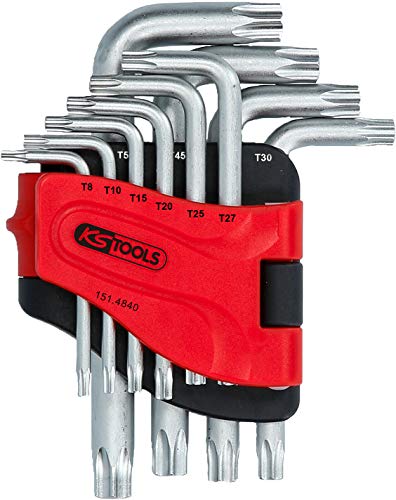Ks Tools 151.4840 Serie Chiavi Maschio Torx Piegate Con Foro, Corta, 10 Pz, Tb8-Tb50