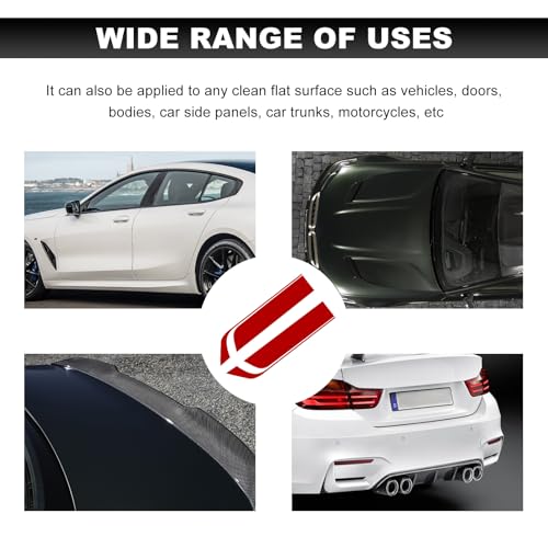 Image of Car Hood Decal Sticker, Automotive Side Body Stripe Graphics Racing Bumper Sticker, Universal Vehicle Skirt Roof Bonnet Vinyl Decal Exterior Decoration, Car Accessories (Red)