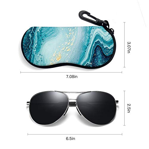 Image of Sunglasses Soft Case with Carabiner Ultra Light Neoprene Zipper Glasses Case