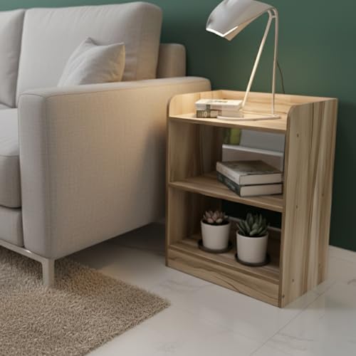 Image of WonderStand SOMNIA | 3 Shelves Bedside Table (Asian Walnut) | Bed Side Table for Bedroom | End Table /Coffee Table /Home Decor Table /End Table for Living Room