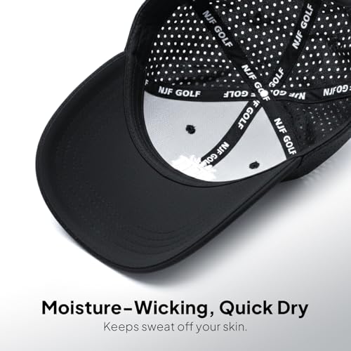 Image of NJF Golf Hat Men - Breathable Mens Golf Hats, Adjustable Rope Hook and Loop Style Cap, Convenient Cap with Tee Holder