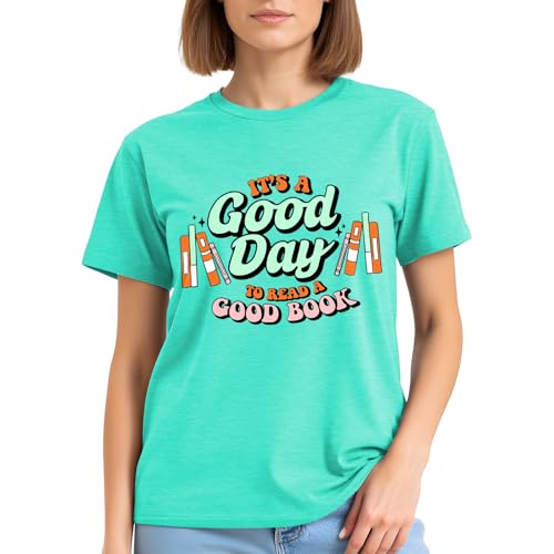 Image of It's a Good Day to Read a Good Book Shirt Women-Cute Librarian Read Short Sleeve Book Lovers Tee Tops
