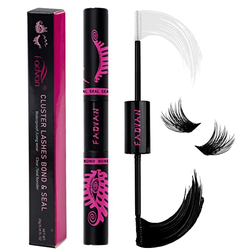 FADVAN Colle Faux Cils Cluster Lash Bond et Seal 72h DIY Cils en Grappe Adhésif Colle Extension de Cils Individuel Professionnel Imperméable pour Cluster Lashes 10ml