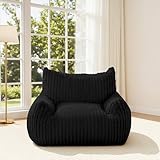 MeMoreCool Sitzsack XXL für Erwachsene, Groß Weiche Plüsch-Bean-Bag mit Füllung, Bequemes Bodensitzmöbel zum Spielen und Lesen, Sessel für Wohnzimmer oder Schlafzimmer oder Jugendzimmer, Schwarz